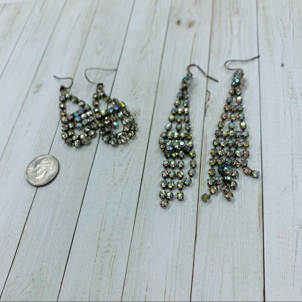 Rhinestone Dangle Earrings set of 2‎